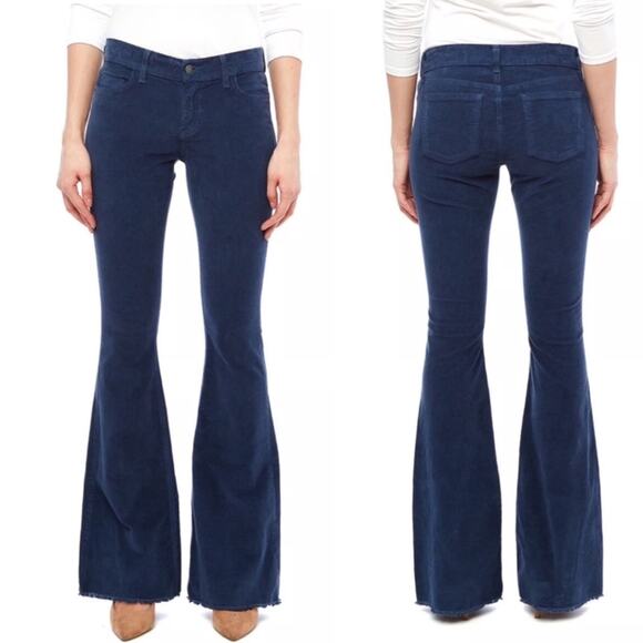 PISTOLA Stevie Blue Flare Leg Corduroy Pants Blue Sz 28 Retro 70s Flared - Picture 1 of 14